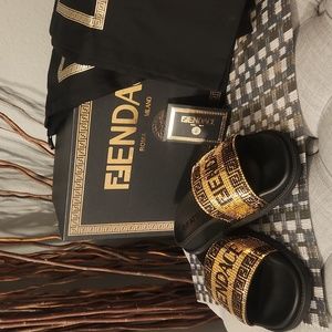 Fendace Logo Metal Mesh Sliders, EU36